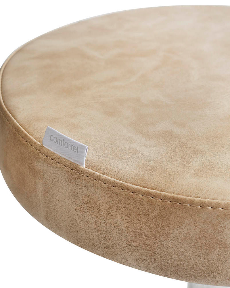 Round Sand - Taburete de peluquería beige con base estrella cromada